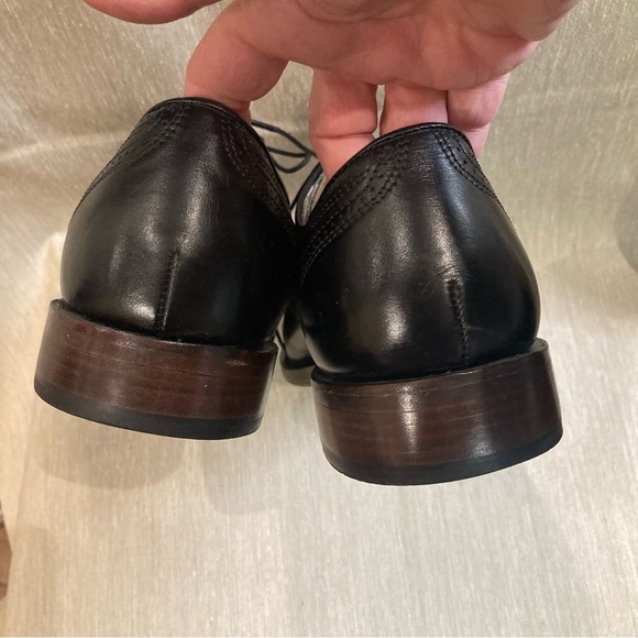 JOHNSTON & MURPHY Sz 10 Lace Up Oxford Wingtip Leather Dress Shoes - Picture 8 of 11
